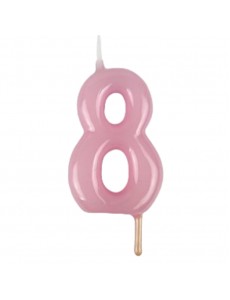 Vela Número 8 Rosa Pastel